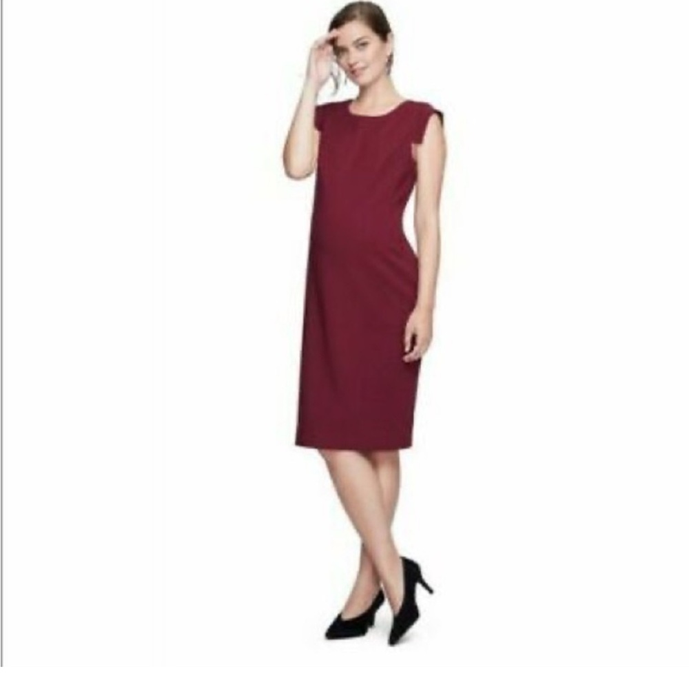 EUC Hatch x JCrew wine colored Sheath Midi Dress Cap Sleeve Crew Neck - Sz 1